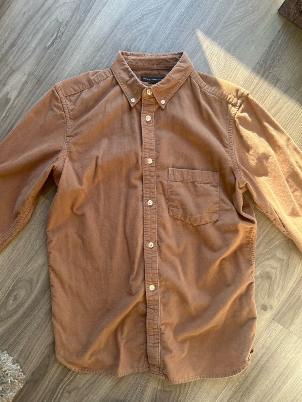 French Connection | Slim Fit Corduroy Shirt in Khaki Tan (Small) - Picture 10 of 15
